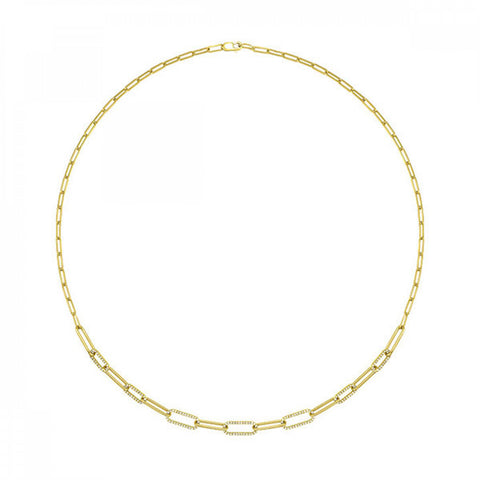 14K Paperclip Gold and Diamond Necklace (0.50CTW)
