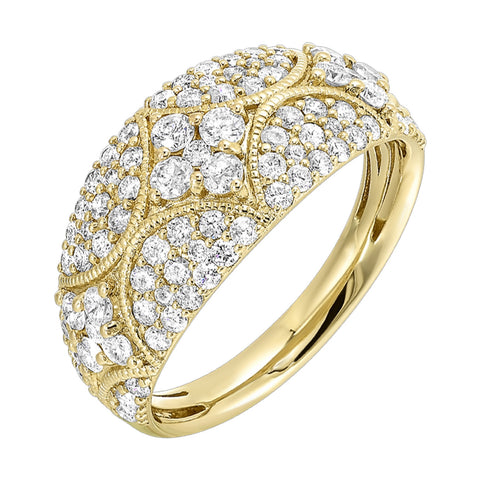 14K Yellow Gold Pavé Diamond Dome Fashion Ring (1.00CTW)