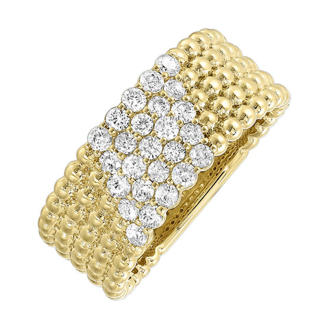 14K Yellow Gold Beaded Diamond Fashion Ring (0.50CTW)