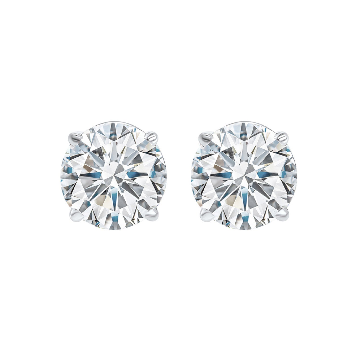 1ct tcw Four Prong Round Diamond Stud Earring in 14KW