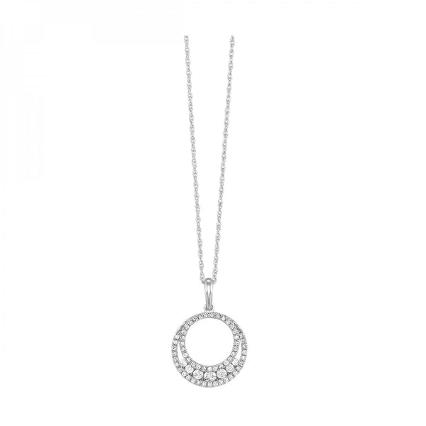 10K White Gold Diamond Circle Pendant 0.25CTW