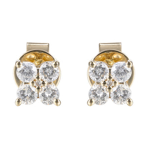 14K Yellow Gold Diamond Cluster Stud Earring (0.33CTW)