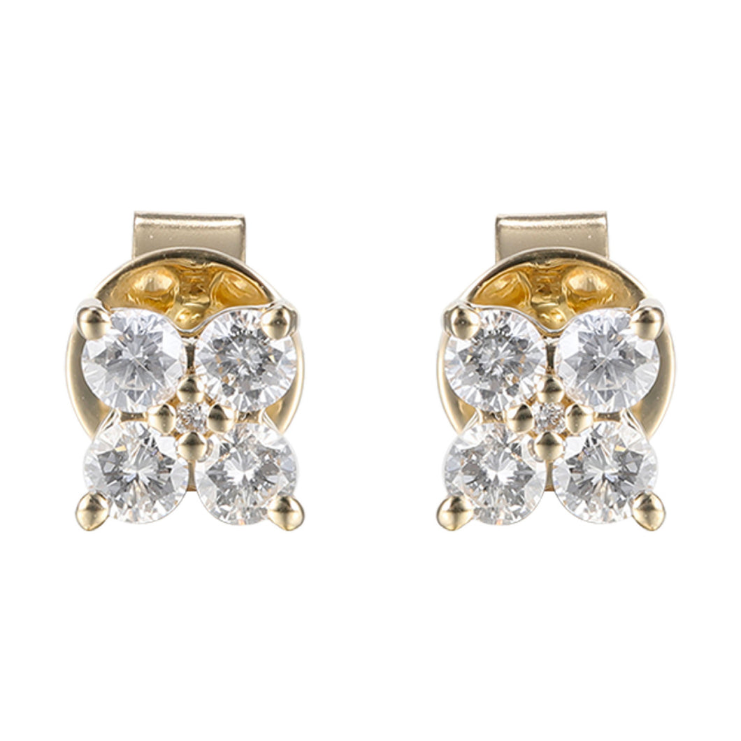 14K Yellow Gold Diamond Cluster Stud Earring (0.33CTW)