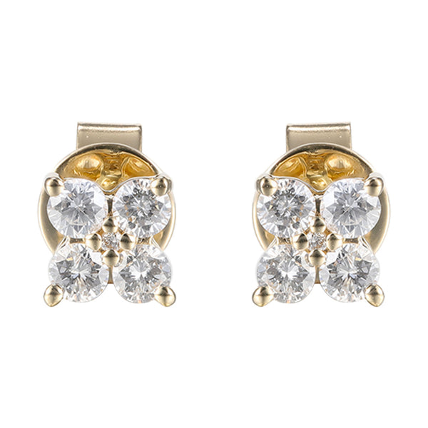 14K Yellow Gold Diamond Cluster Stud Earring (0.33CTW)