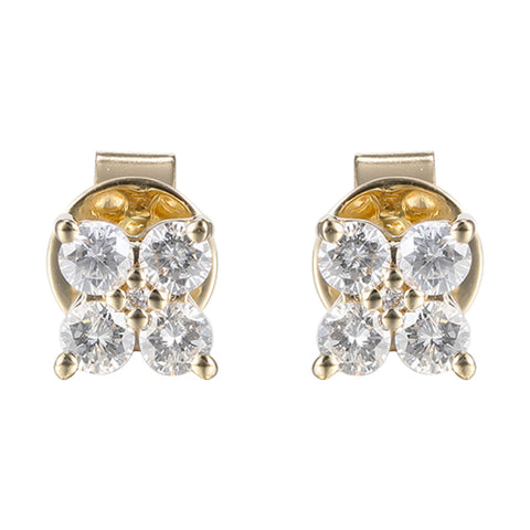 14K Yellow Gold Diamond Cluster Stud Earring (0.33CTW)