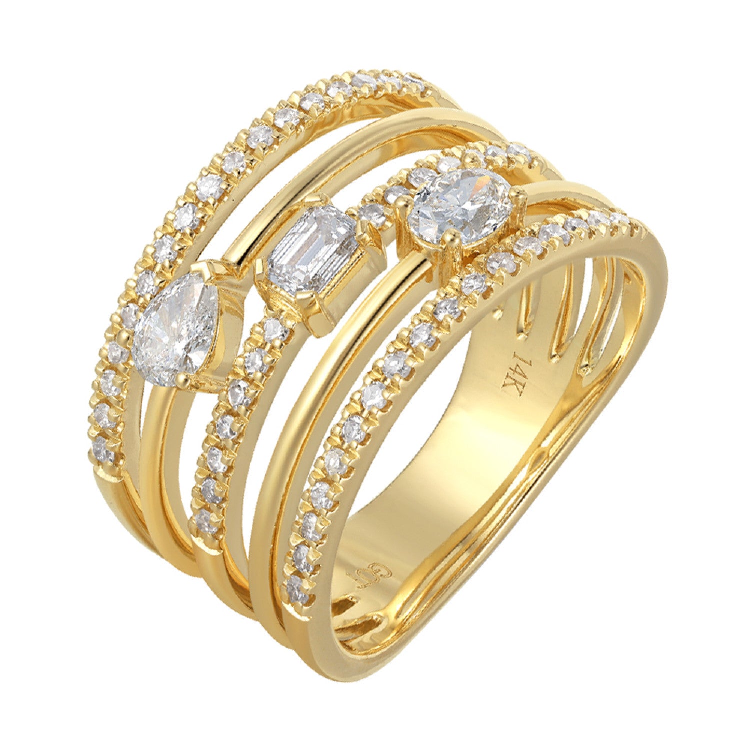 14K Yellow Gold Diamond Fashion Ring (0.75CTW)