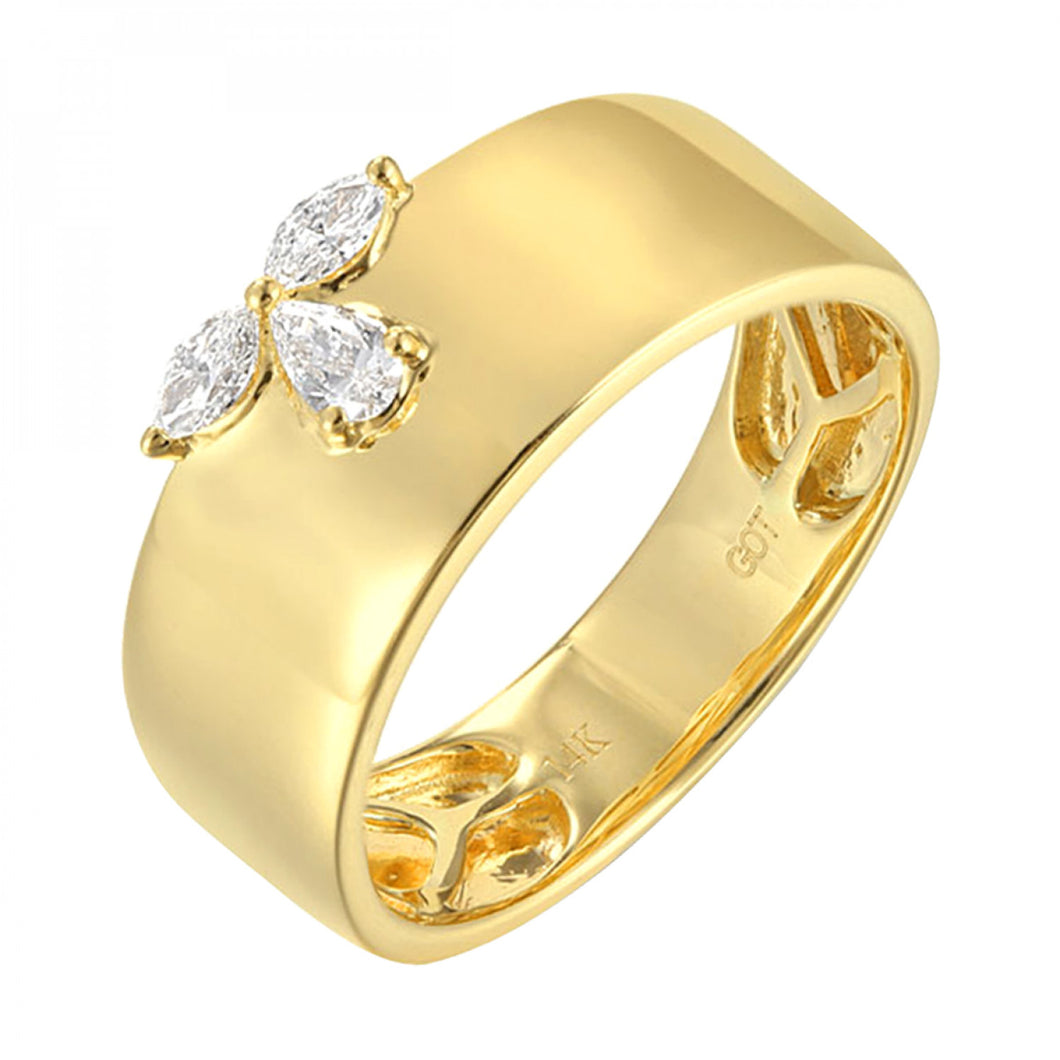 14K Yellow Gold Band Diamond Fashion Ring (0.20CTW)
