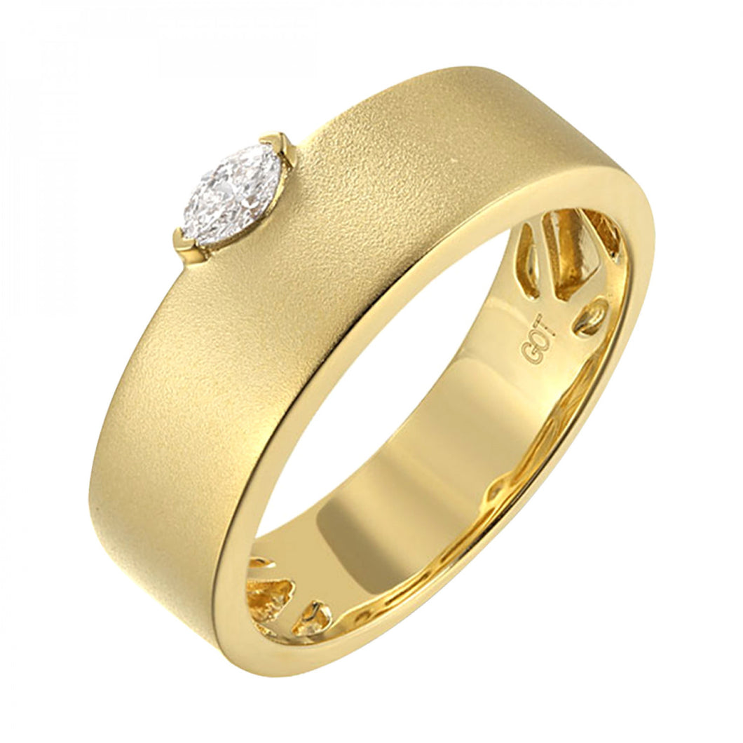 14K Yellow Gold Band East West Marquise Diamond Fashion Ring (0.10CTW)