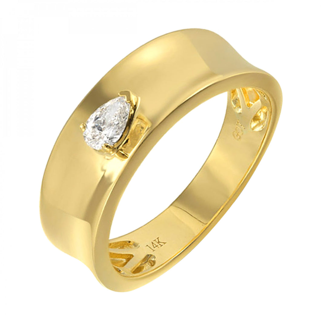 14K Yellow Gold Band East West Pear Diamond Fashion Ring (0.17CTW)