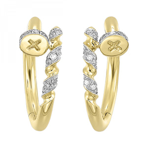 14K Yellow Gold Diamond Nail Huggie Hoop Earrings (0.33CTW)