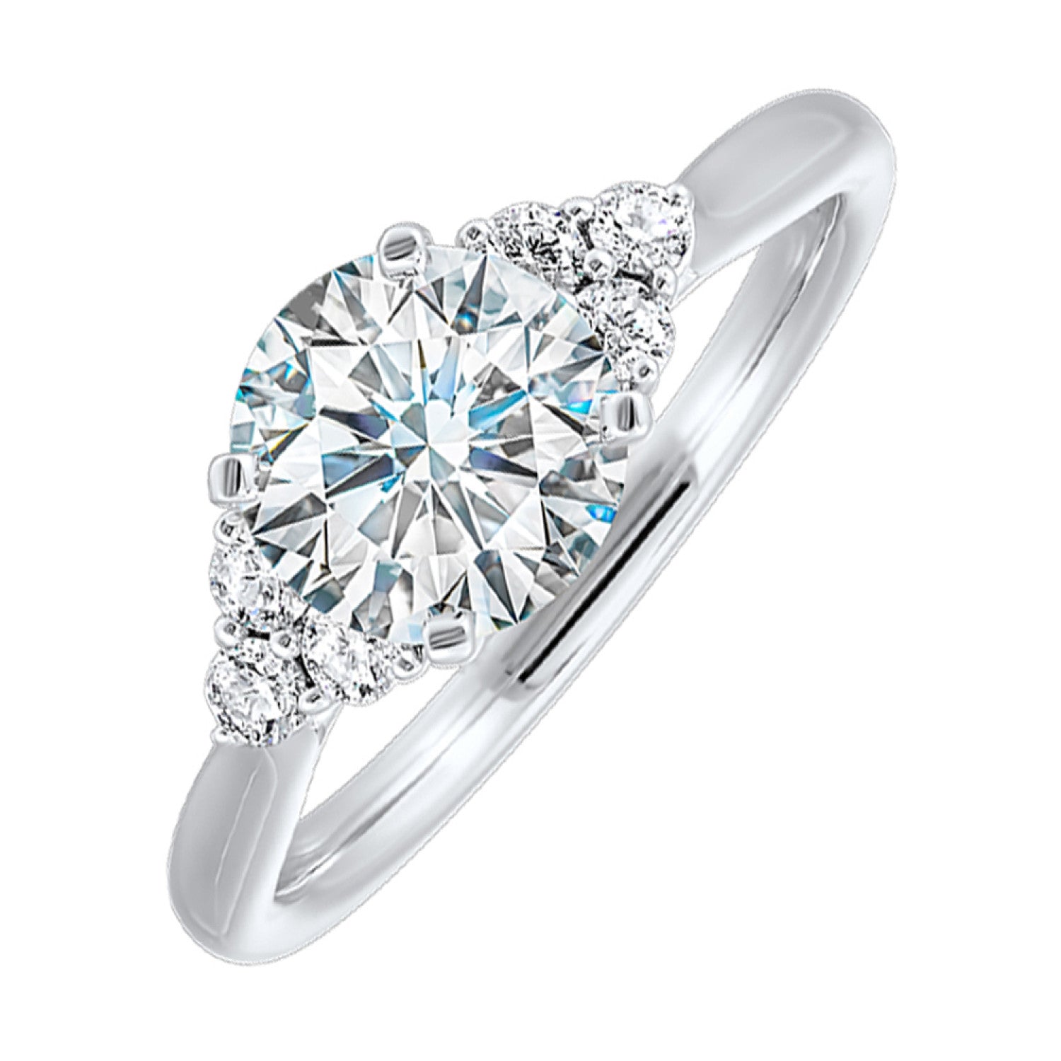 14K White Gold Cathedral Mount Round Diamond Engagement Ring Setting (0.20CTW)