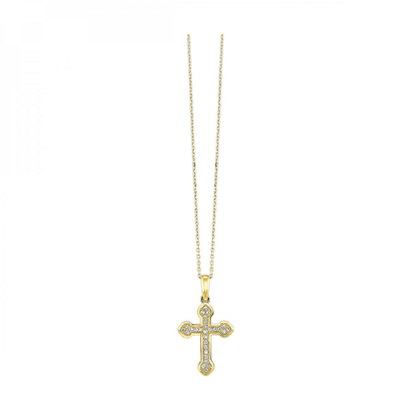 14K Yellow Gold Cross Diamond Fashion Chain & Pendant (0.10CTW)