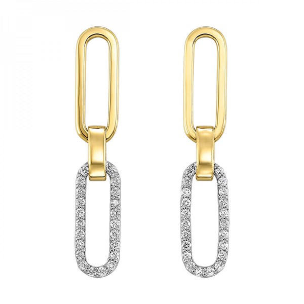 14K Yellow & White Gold Diamond Paperclip Dangle Earring (0.33CTW)