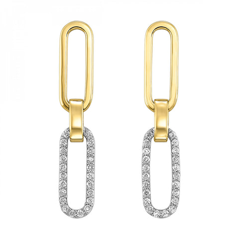 14K Yellow & White Gold Diamond Paperclip Dangle Earring (0.33CTW)