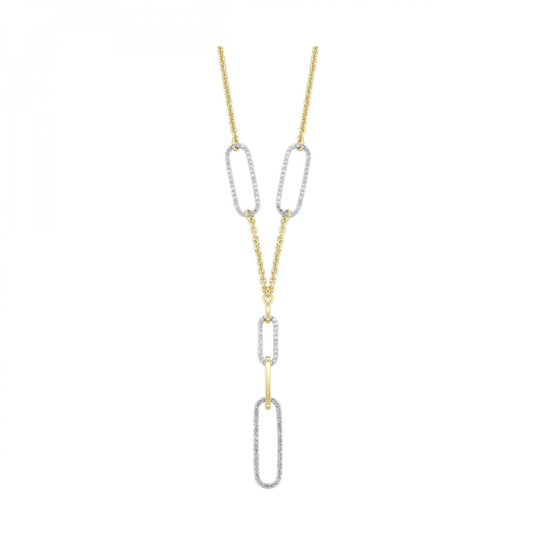 14K Yellow Gold Paperclip Lariat Diamond Chain Link Necklace (1.00CTW)