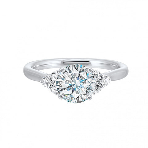14K White Gold Cathedral Mount Round Diamond Engagement Ring Setting (0.20CTW)