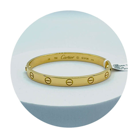 Estate Cartier 18K Yellow Gold Love Bangle - Size 16cm