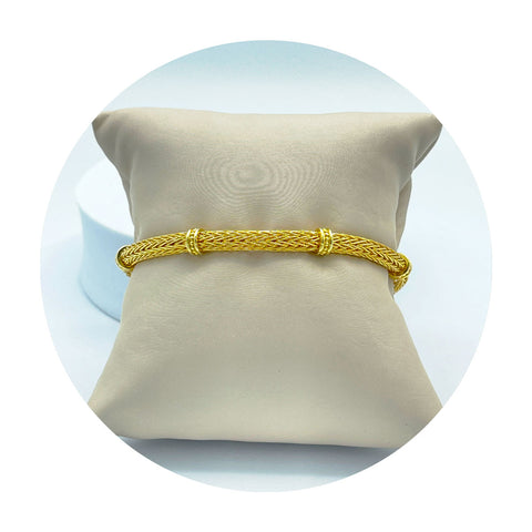 Estate 18K Yellow Gold Round Wheat Bracelet