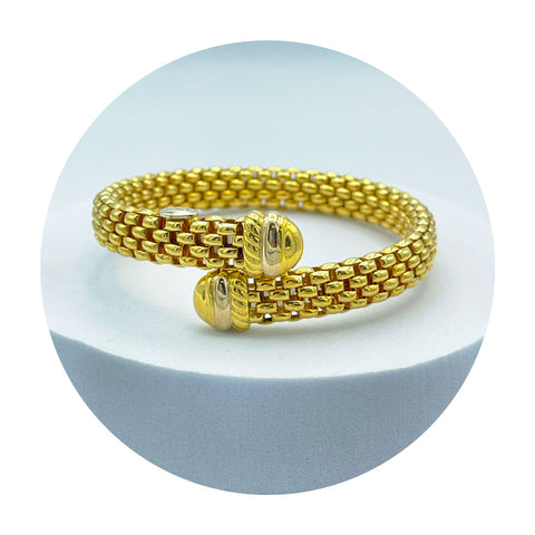 Estate Fope 18K Yellow Gold Woven Cuff Bracelet