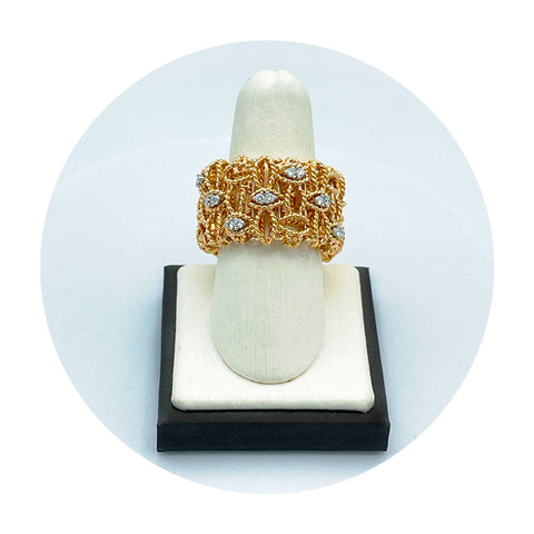 Estate 18K Rose Gold Roberto Coin Mesh Diamond Ring (0.22CTW)