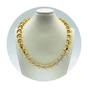 Estate 18K Yellow Gold Charles Turi Pave Diamond Fashion Collar Necklace