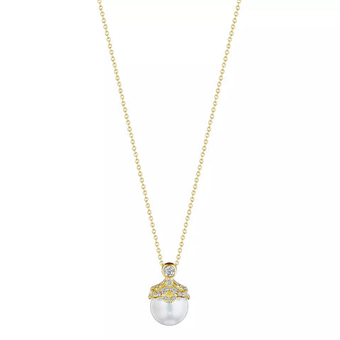 Verragio Reverie Floret Diamond & Pearl Cap Pendant 18K Gold (0.20CTW)