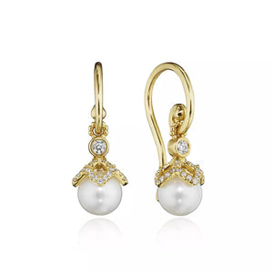 Verragio Reverie Petal Diamond & Pearl Dangle Earring 18K Gold (0.45CTW)