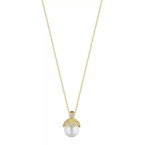 Verragio Reverie Petal Diamond & Pearl Cap Pendant 18K Gold (0.15CTW)
