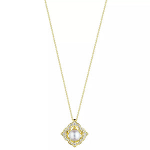 Verragio Reverie Victorian Diamond & Pearl Pendant 18K Gold (0.15CTW)