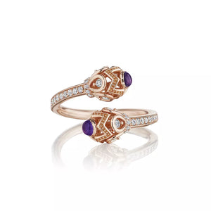 Verragio Devotion Bead Diamond & Rhodolite Toi Et Moi By-Pass Ring 18K Gold (0.30CTW)