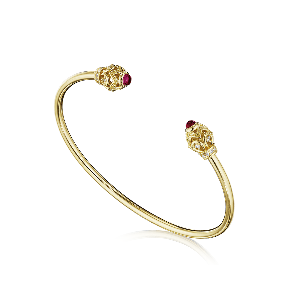 Verragio Bead Diamond & Rhodolite Toi Et Moi Bangle Bracelet (0.25CTW)