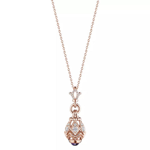 Verragio Devotion Bead Diamond & Amethyst Pendant Necklace 18K Rose Gold (0.40CTW)