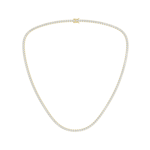 15.00ctw EF/VS Lab Grown 4prg Straight Line Necklace 14KY