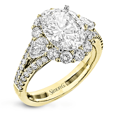 Simon G. Oval Cut Three Stone Halo Engagement Ring 1.63CTW