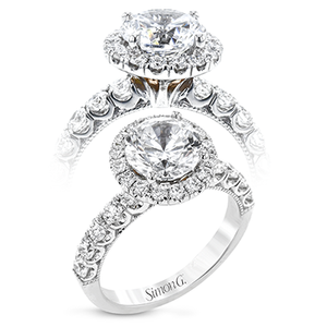 Simon G. Round Cut Halo Engagement Ring Setting (0.92CTW)