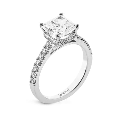 Simon G. Cushion Cut Hidden Halo Engagement Ring Setting (0.35CTW)