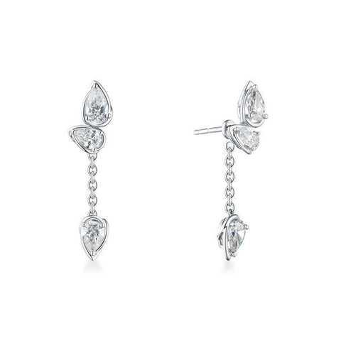 1.72 CTW Pear Diamond Drop Earrings