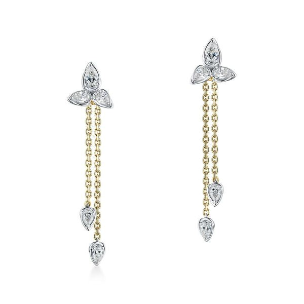1.70 CTW Pear Diamond Two-Toned Dangle Earrings