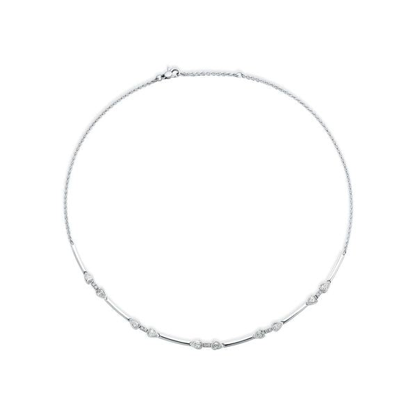 18K White Gold Necklace With Pear Shaped Diamonds