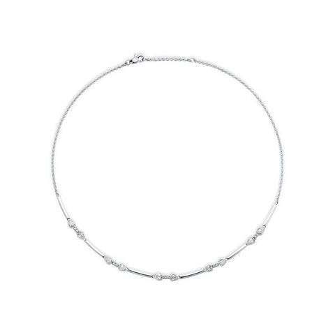 18K White Gold Necklace With Pear Shaped Diamonds