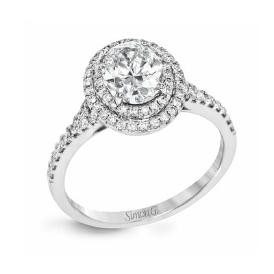 Simon G. Oval Cut Double Halo Engagement Ring Setting (0.40CTW)