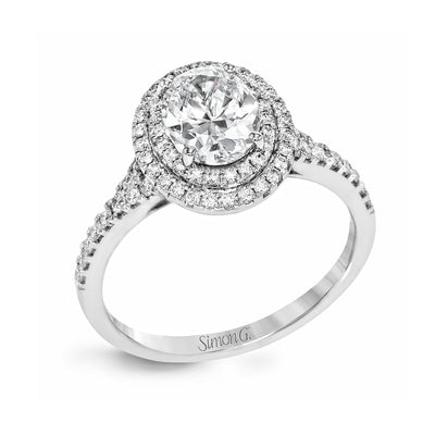 Simon G. Oval Cut Double Halo Engagement Ring 0.40CTW
