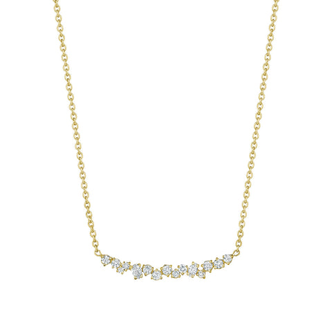 Penny Preville 18K Gold Diamond Stardust Cluster Bar Necklace