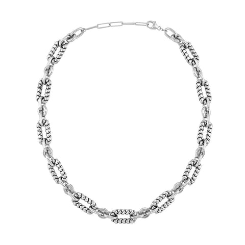 Silver Diamond Chain Link Necklace