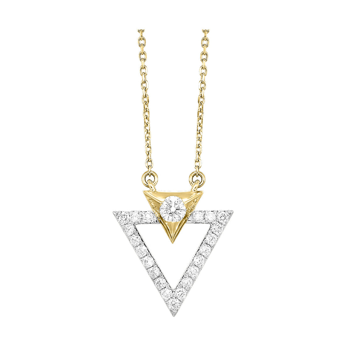 14k Two Tone Gold Diamond Pendant (0.25CTW)