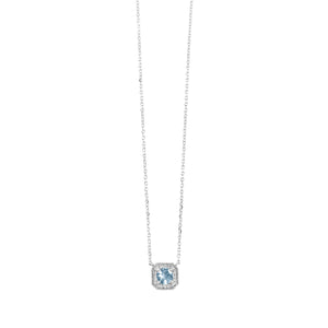 White Gold Diamond & Aquamarine Fashion Pendant Necklace