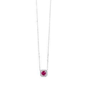 White Gold Diamond & Ruby Fashion Pendant Necklace