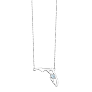 14K Aquamarine Heart in Florida Necklace
