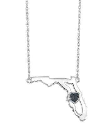 14K White Gold Black Onyx Heart of Florida Necklace