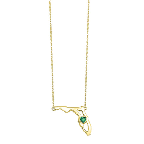 14K Emerald Heart in Florida Necklace